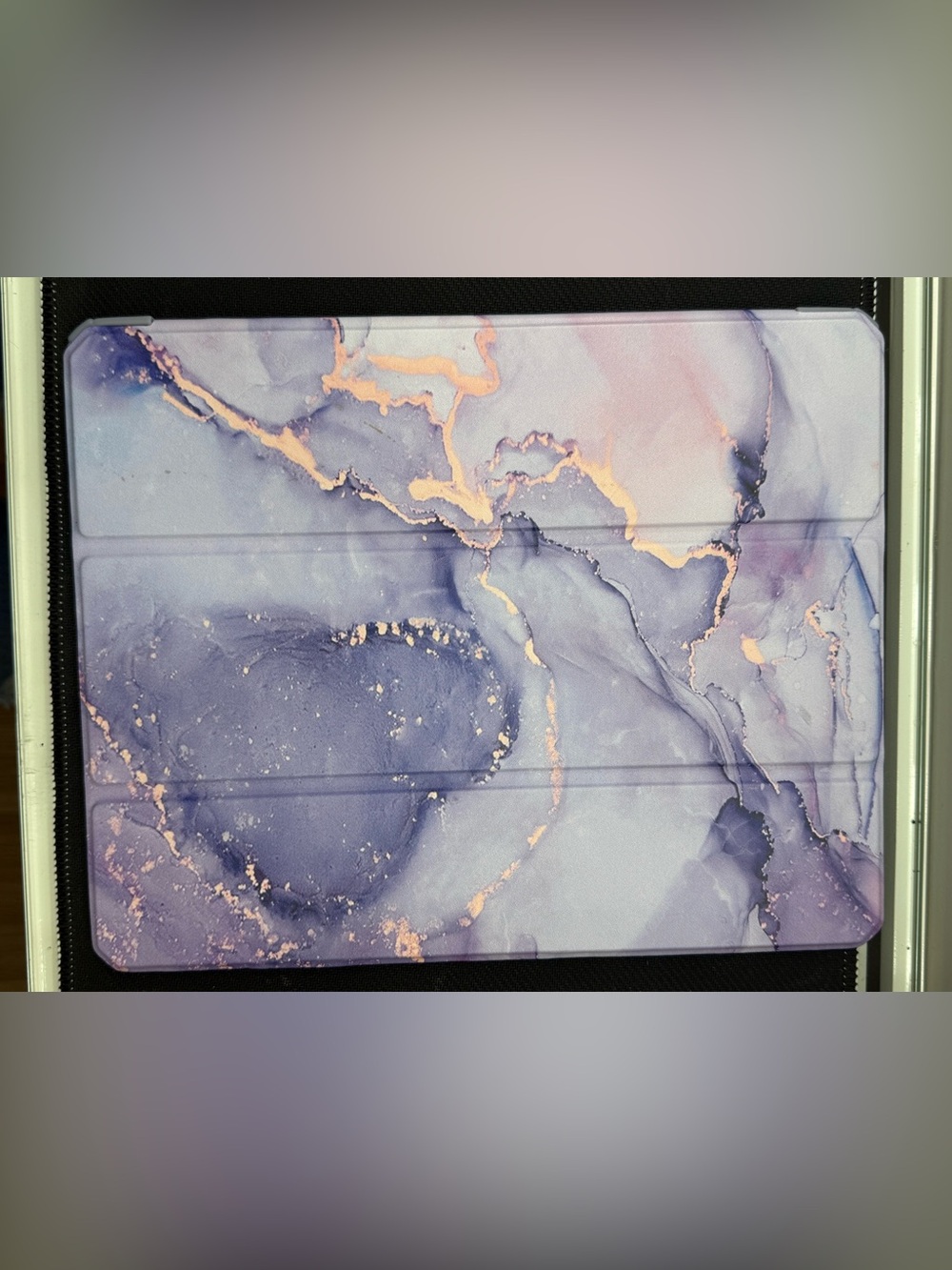 Marble Print Tablet Cover in Purple with Rose Gold Accents